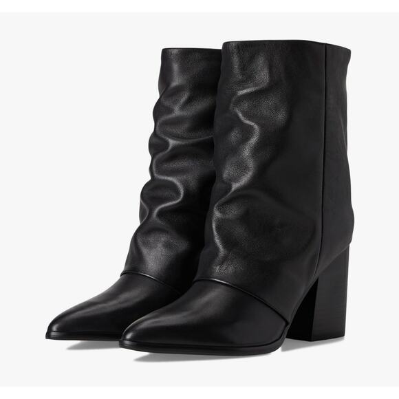 Nine West Chaye Mid Calf Boots 6 Black Leather NWOT Slouch Booties Heel Dress - Picture 1 of 10